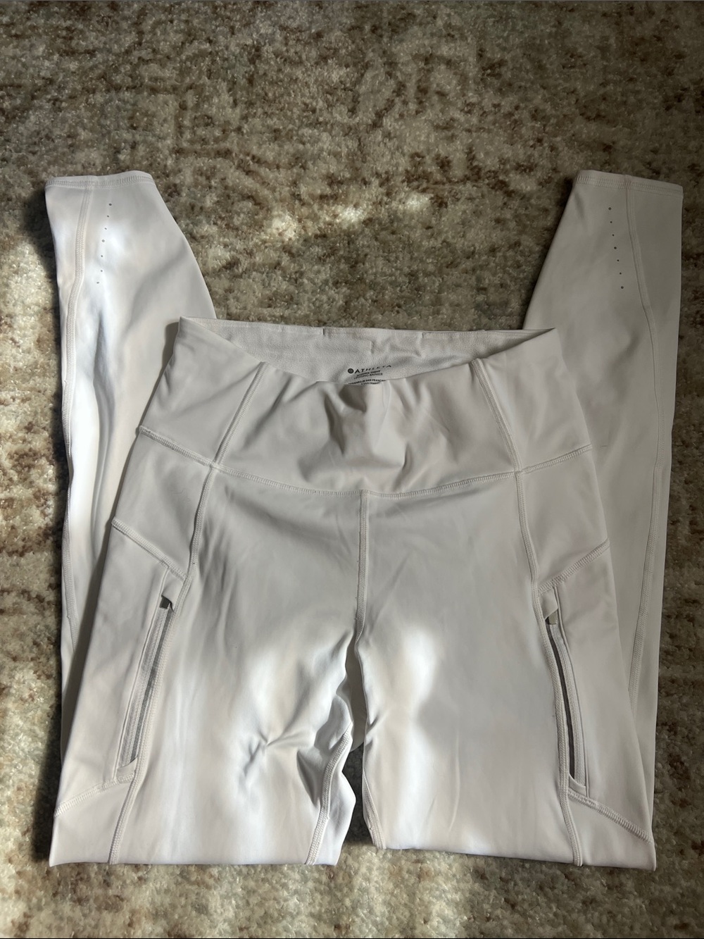 Athleta Tall White High-Rise Leggings with Zip Pockets